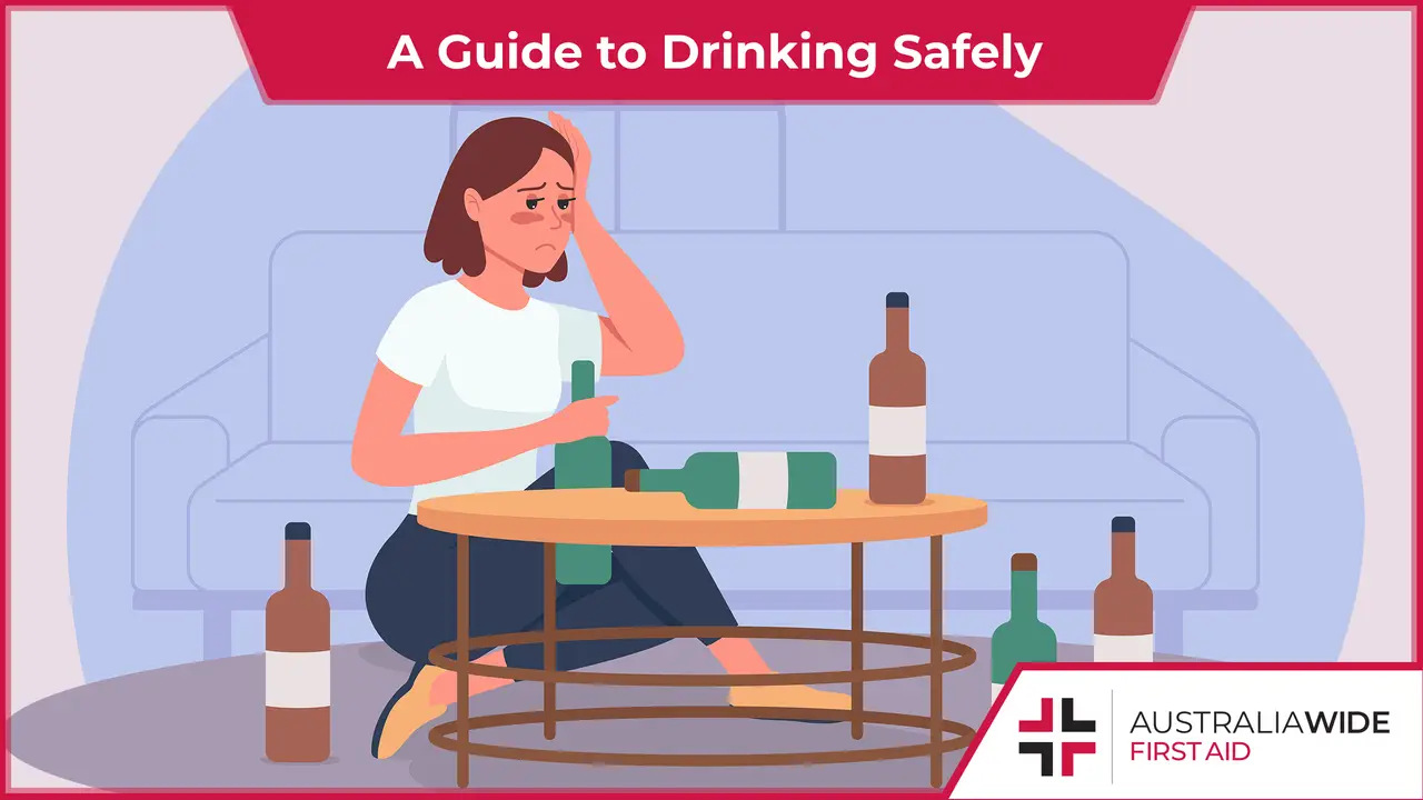A Woman with a Hangover Surrounded by Alcohol